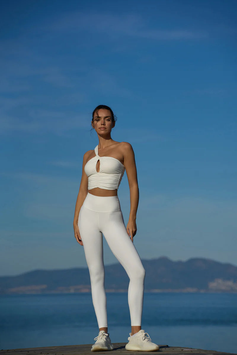 One Shoulder Ruched Bra + V-waist Yoga Legging