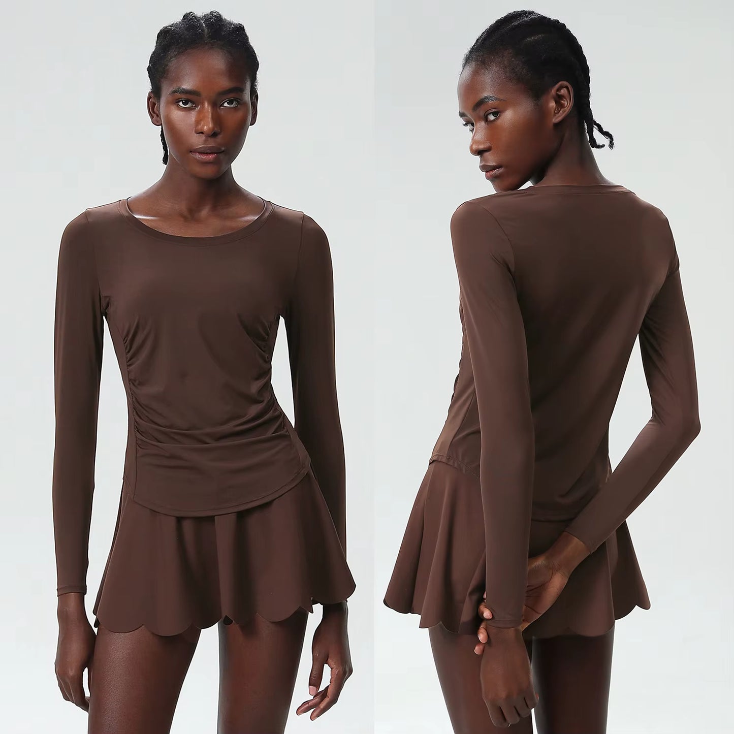 Violet Long Sleeve Top And Scallop Skirt