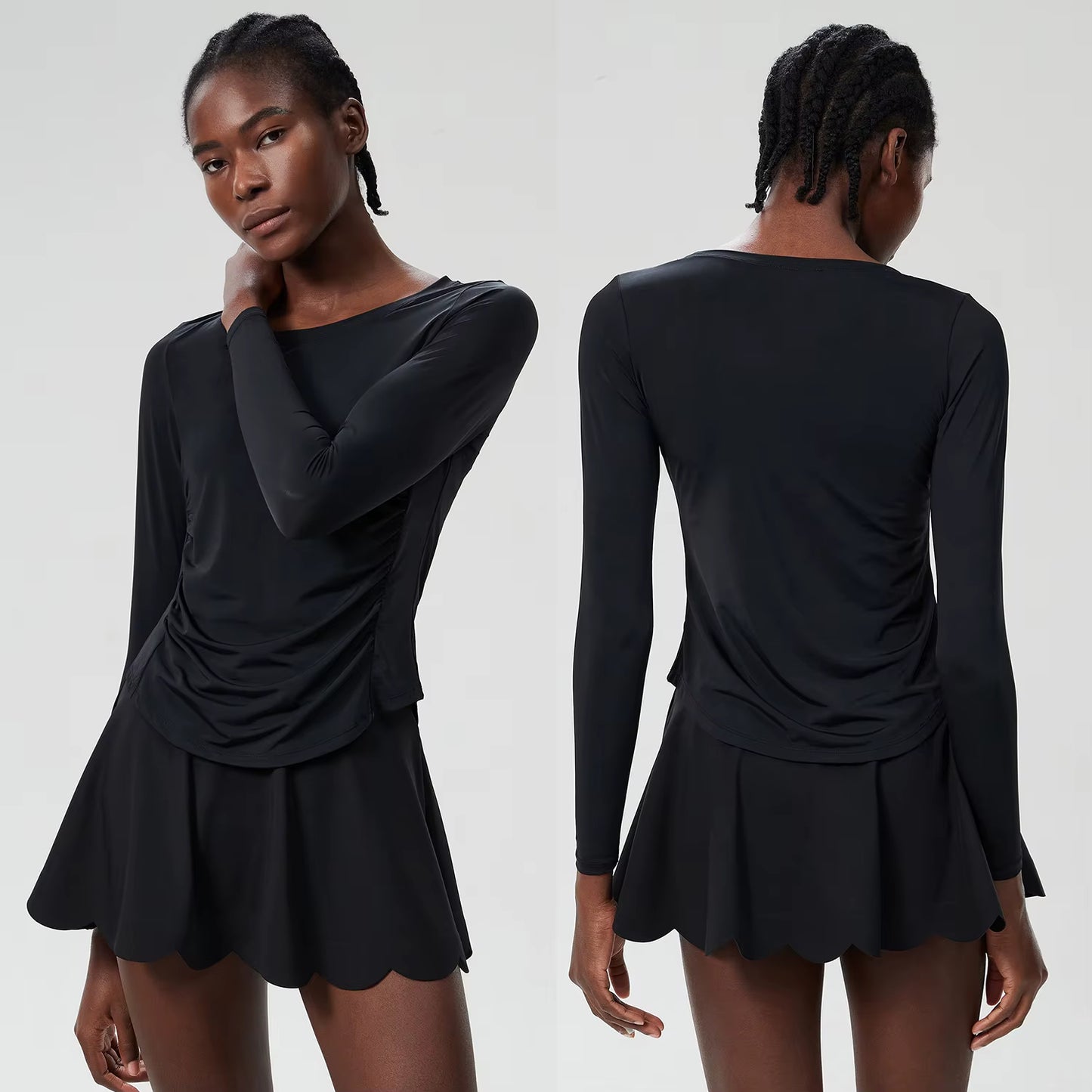 Violet Long Sleeve Top And Scallop Skirt