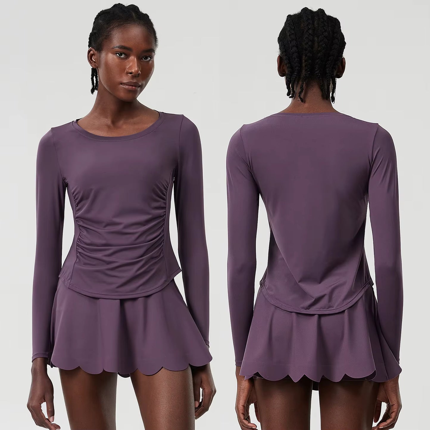 Violet Long Sleeve Top And Scallop Skirt