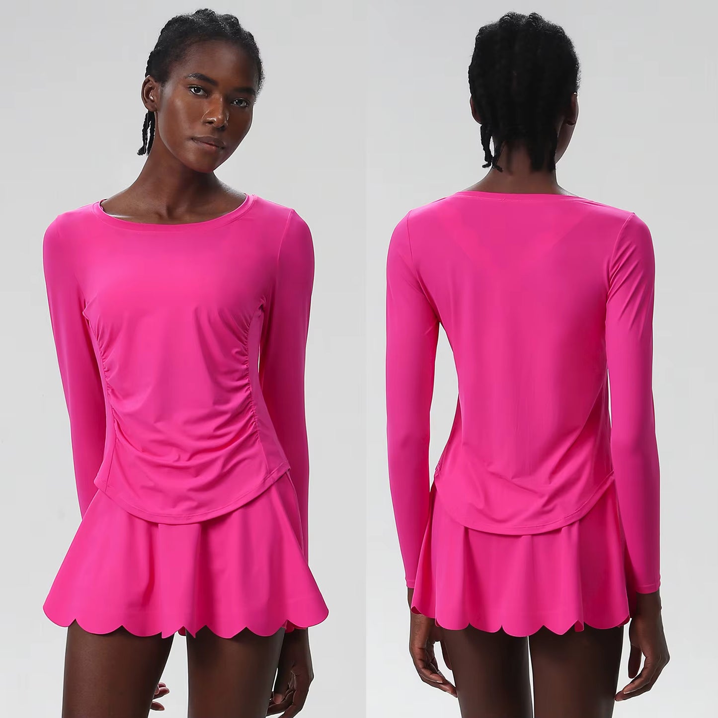 Violet Long Sleeve Top And Scallop Skirt