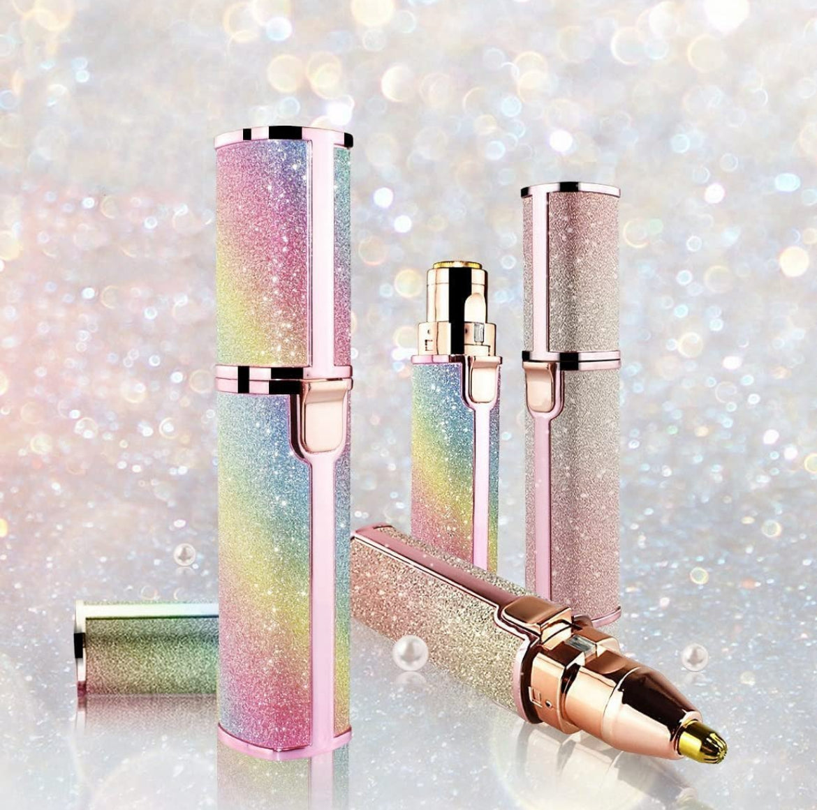 2-in-1 Glitter Glam Facial Hair Remover – Rechargeable Eyebrow & Face Trimmer for Women (Dual Head)