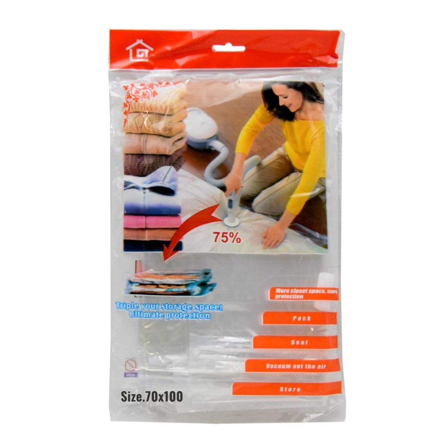 Vacuum Storage Bags for Clothes, Blankets & Bedding – 5 Pack Jumbo Space Saver