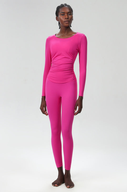 Long Sleeve Ruched Yoga Jumpsuit