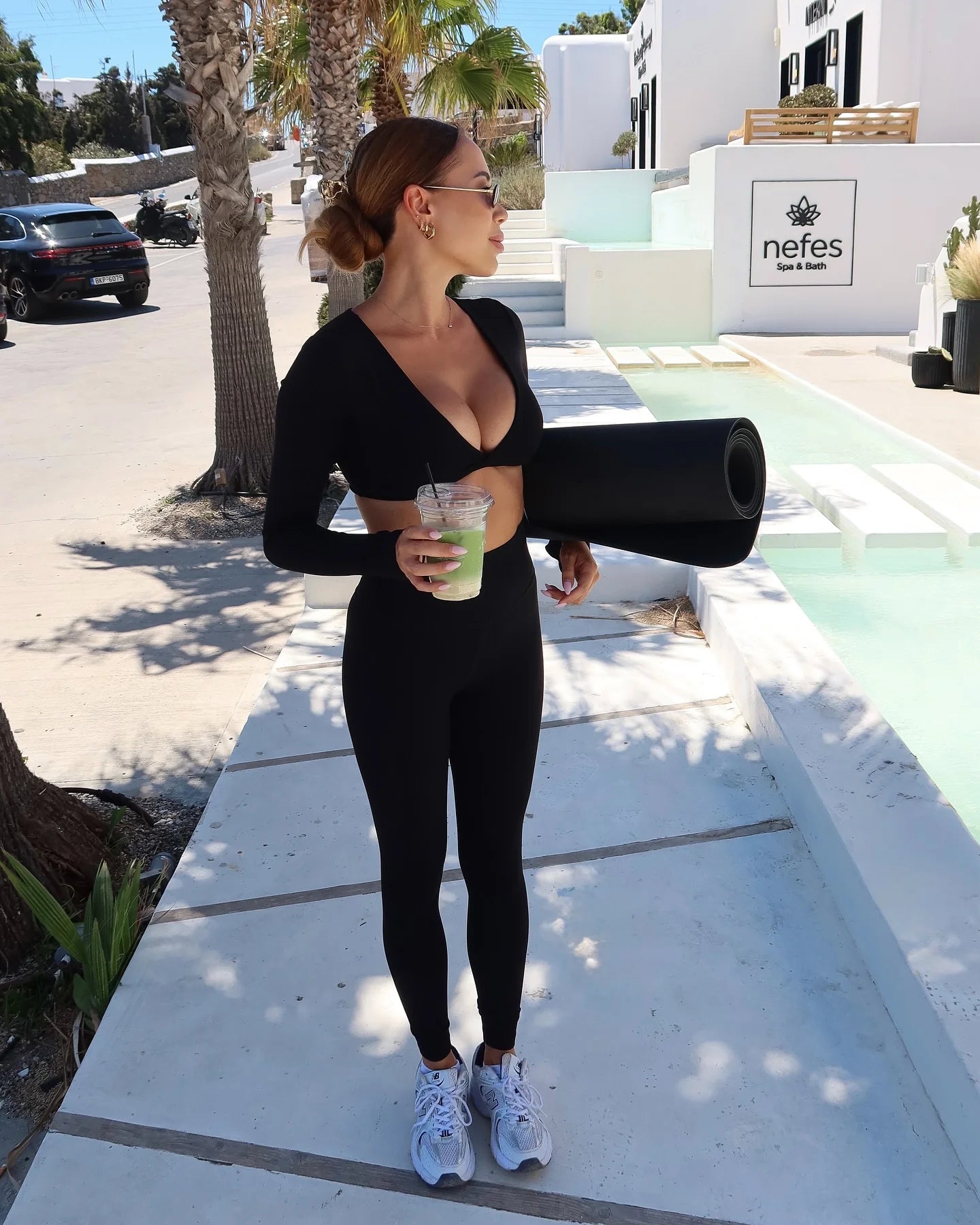 Twist-Front Long Sleeve Crop Top