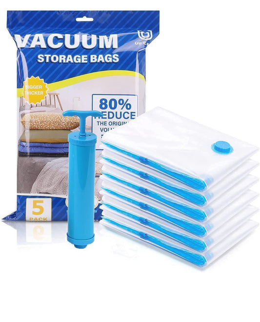 Vacuum Storage Bags for Clothes, Blankets & Bedding – 5 Pack Jumbo Space Saver