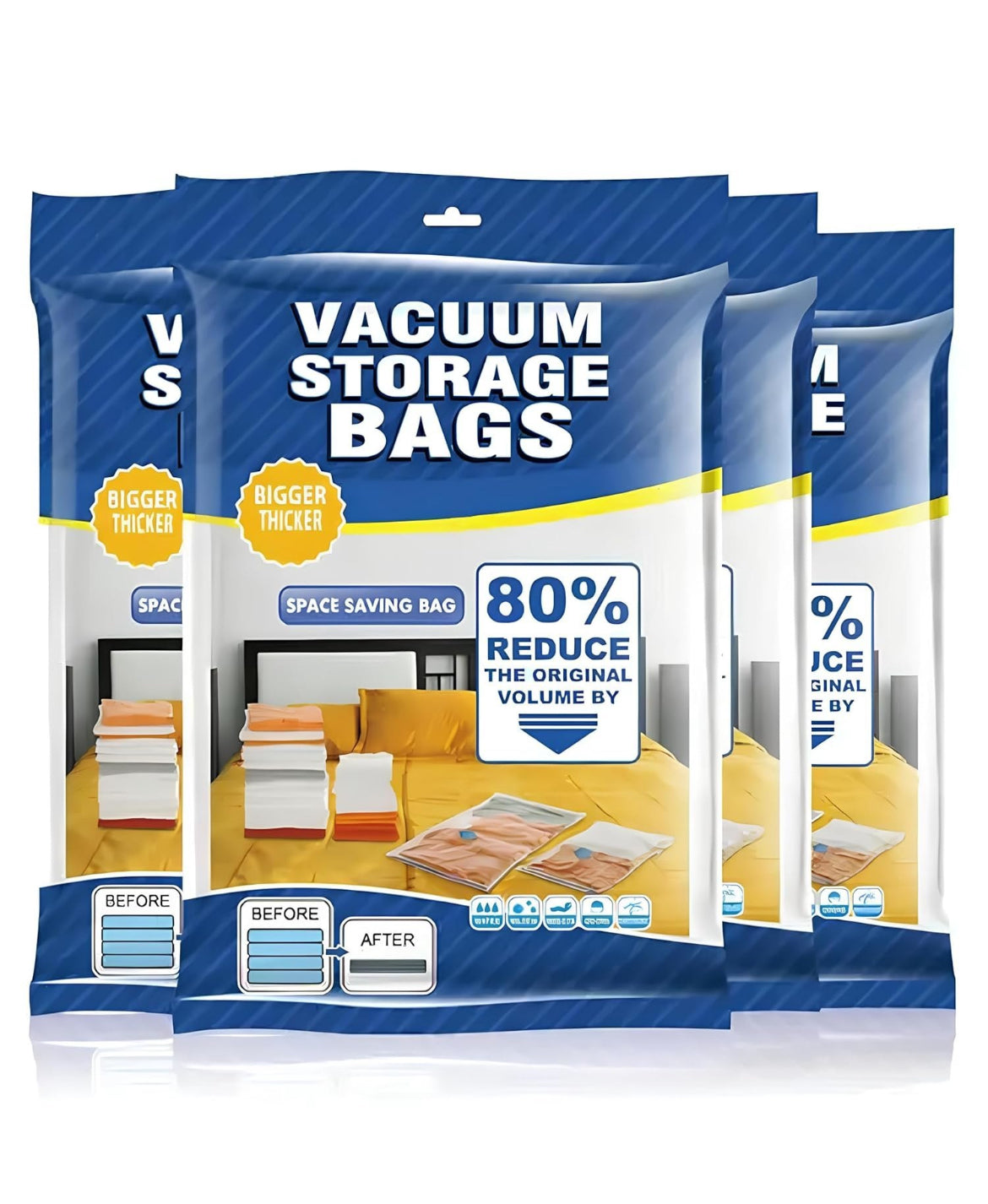 Vacuum Storage Bags for Clothes, Blankets & Bedding – 5 Pack Jumbo Space Saver