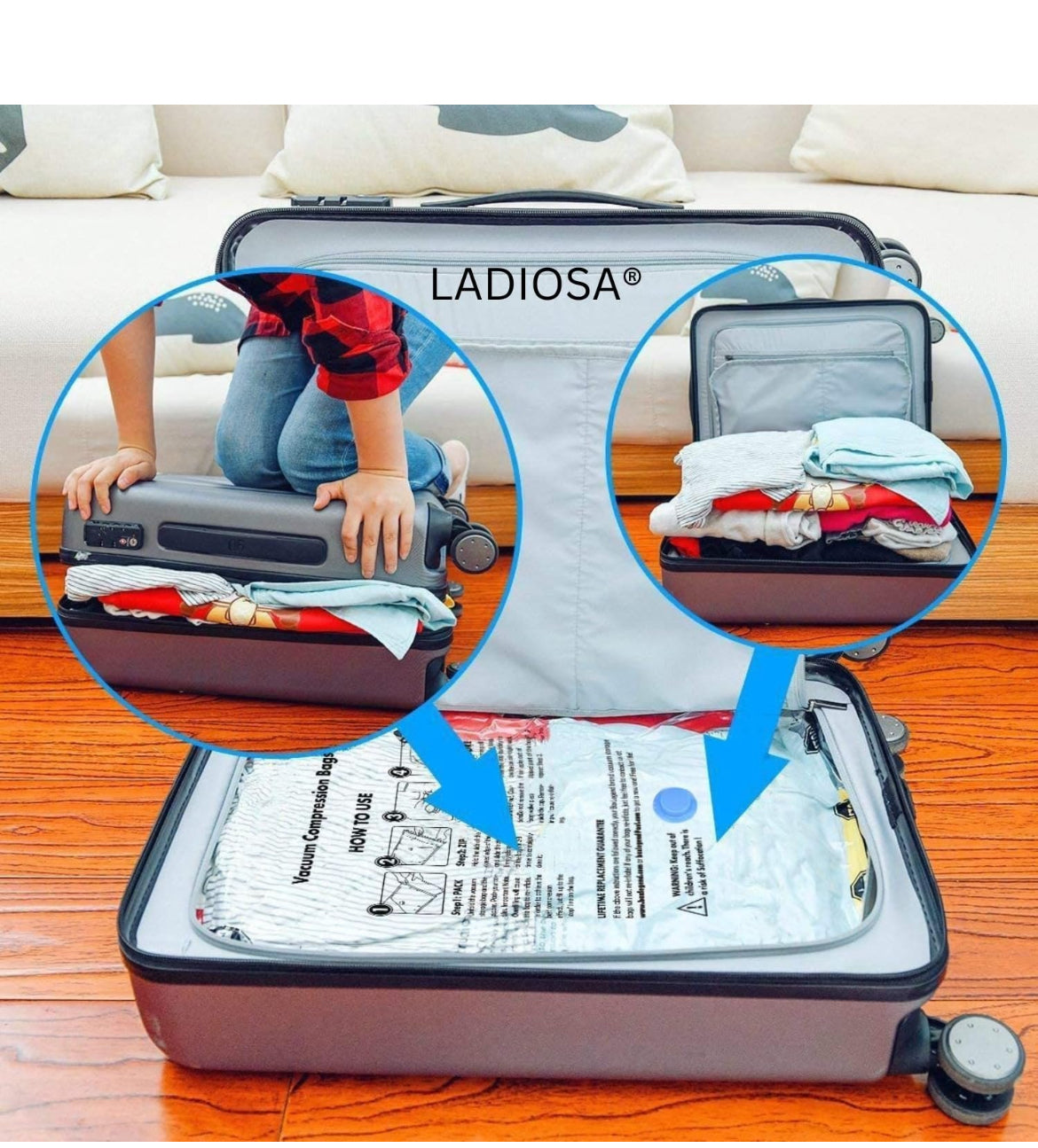 Vacuum Storage Bags for Clothes, Blankets & Bedding – 5 Pack Jumbo Space Saver