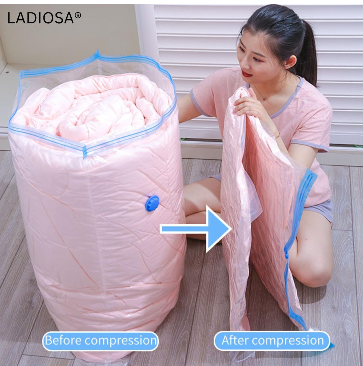 Vacuum Storage Bags for Clothes, Blankets & Bedding – 5 Pack Jumbo Space Saver