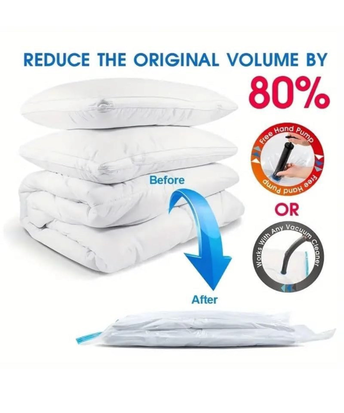 Vacuum Storage Bags for Clothes, Blankets & Bedding – 5 Pack Jumbo Space Saver