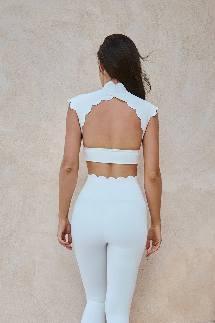 Scallop Cutout Mock Neck Set