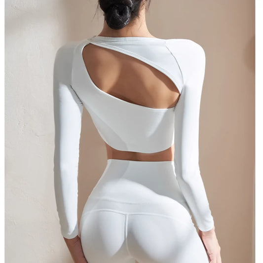 Unique Cut Long Sleeve Crop Top