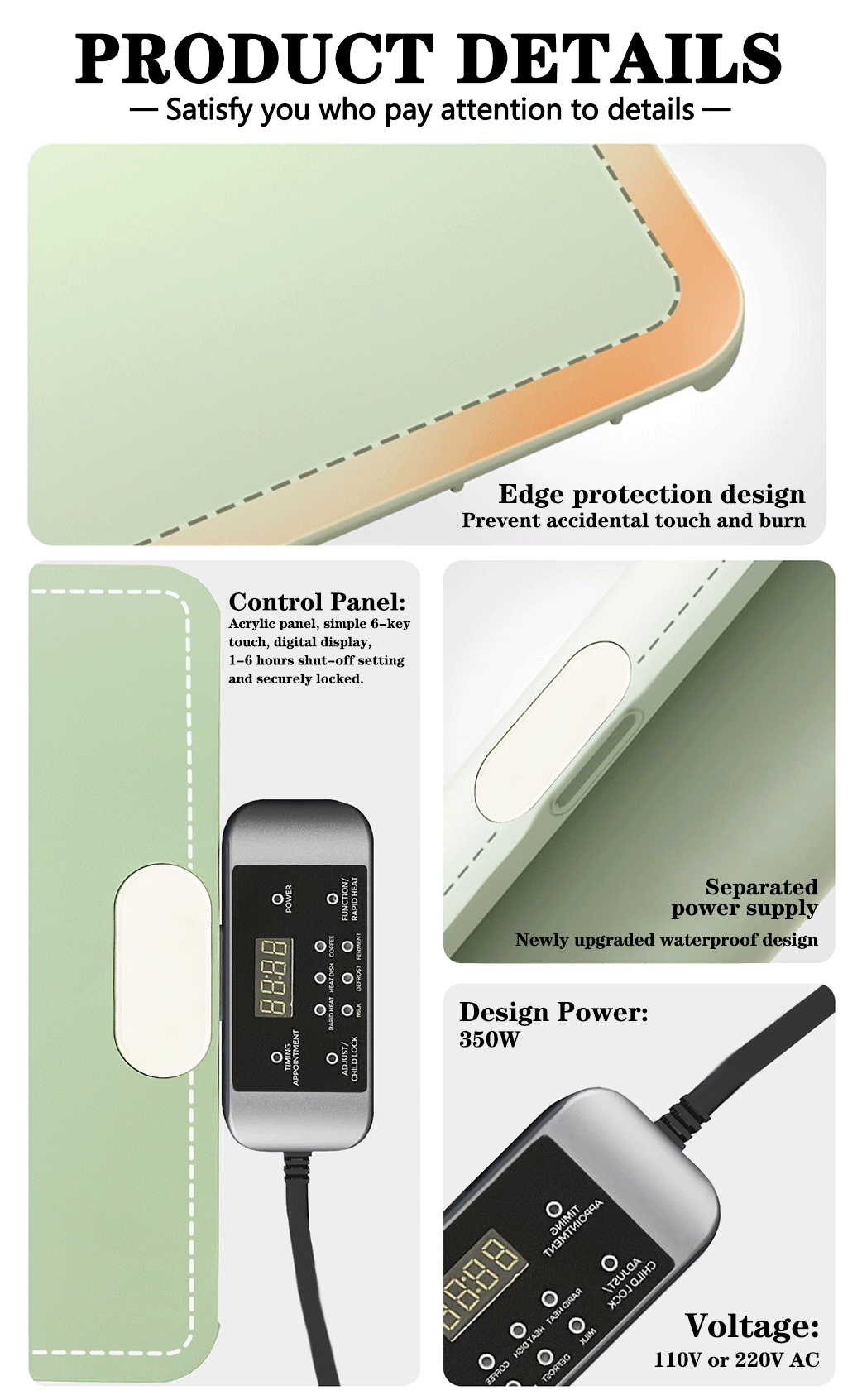 Product details of a power supply unit with control panel and power supply features.