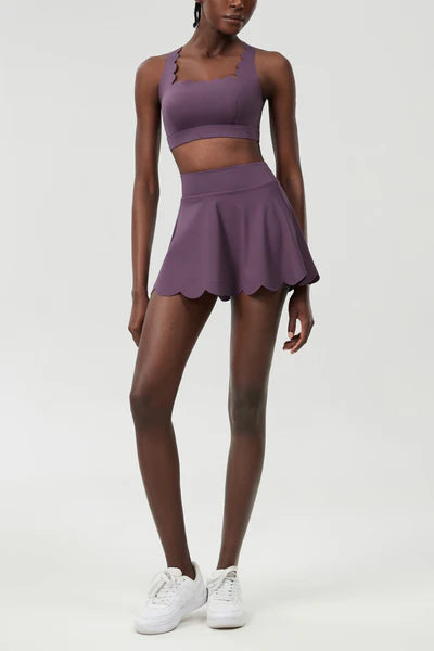 Belah Cross Wave Bodycon Ruffle Bra & Skirt Set