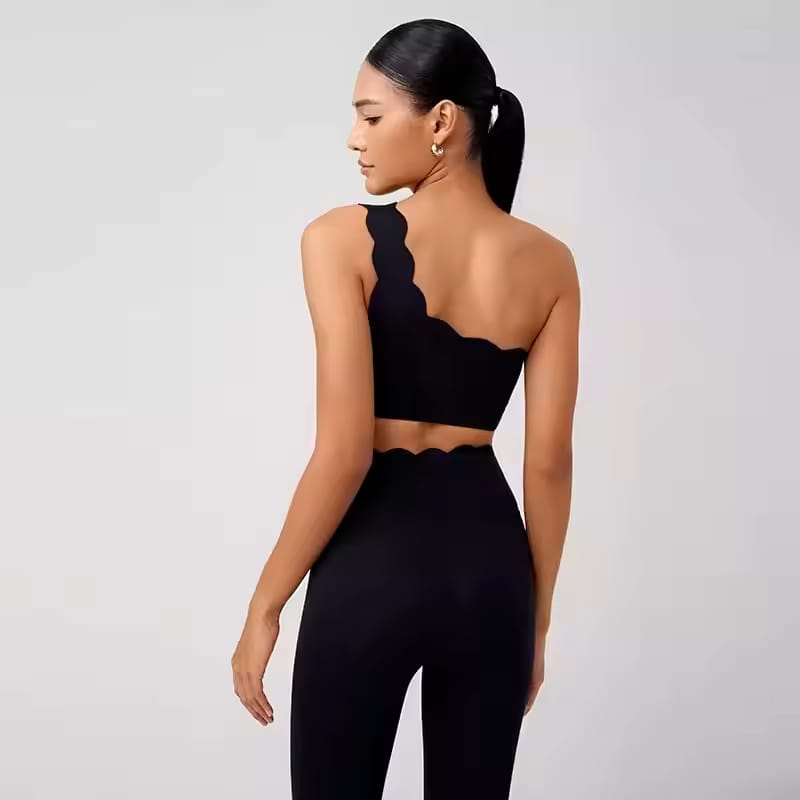 Black Dynamic One Shoulder Sports Set