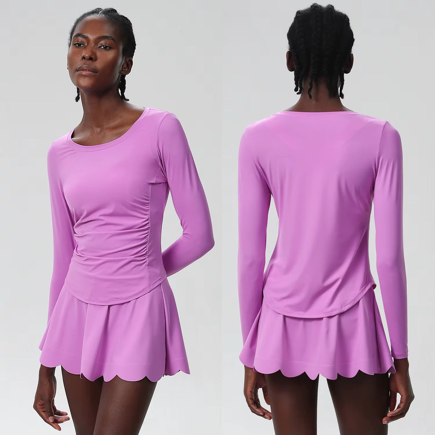 Violet Long Sleeve Top And Scallop Skirt