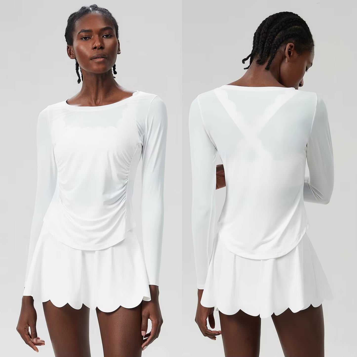 Violet Long Sleeve Top And Scallop Skirt