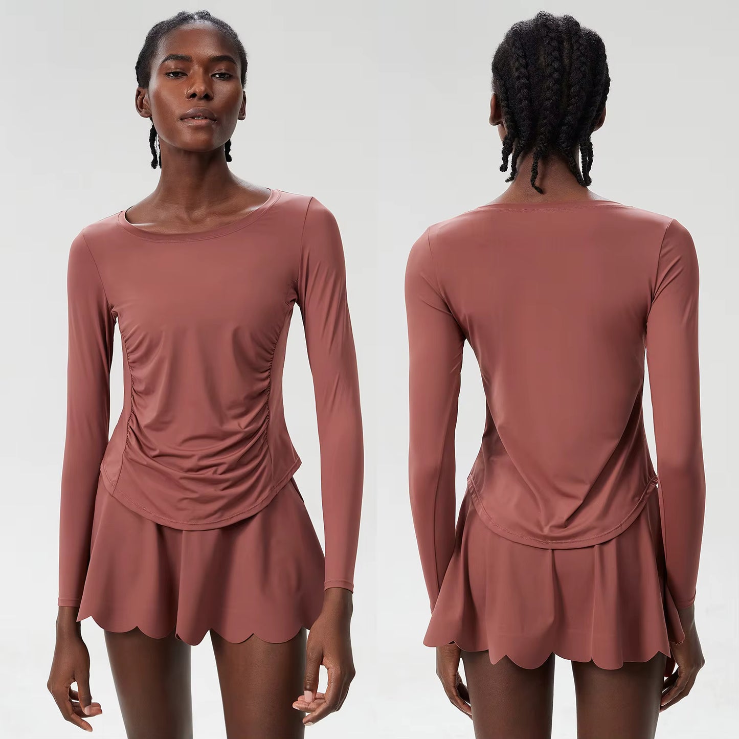 Violet Long Sleeve Top And Scallop Skirt