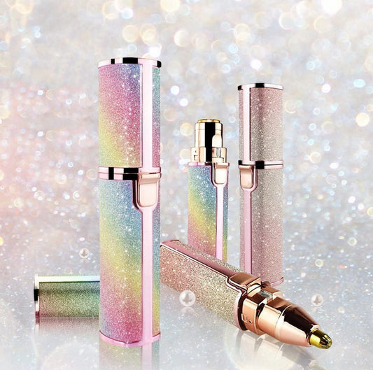 2-in-1 Glitter Glam Facial Hair Remover – Rechargeable Eyebrow & Face Trimmer for Women (Dual Head)