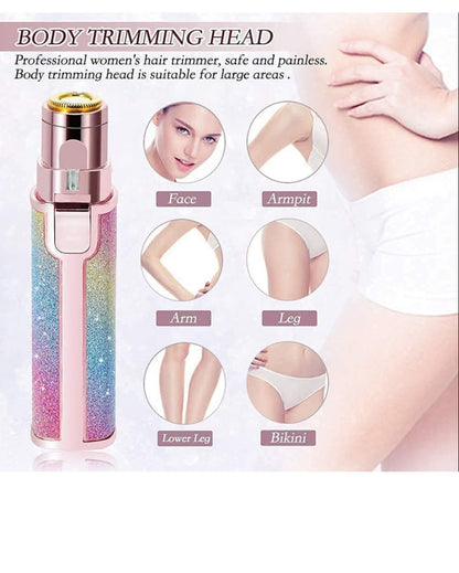 2-in-1 Glitter Glam Facial Hair Remover – Rechargeable Eyebrow & Face Trimmer for Women (Dual Head)