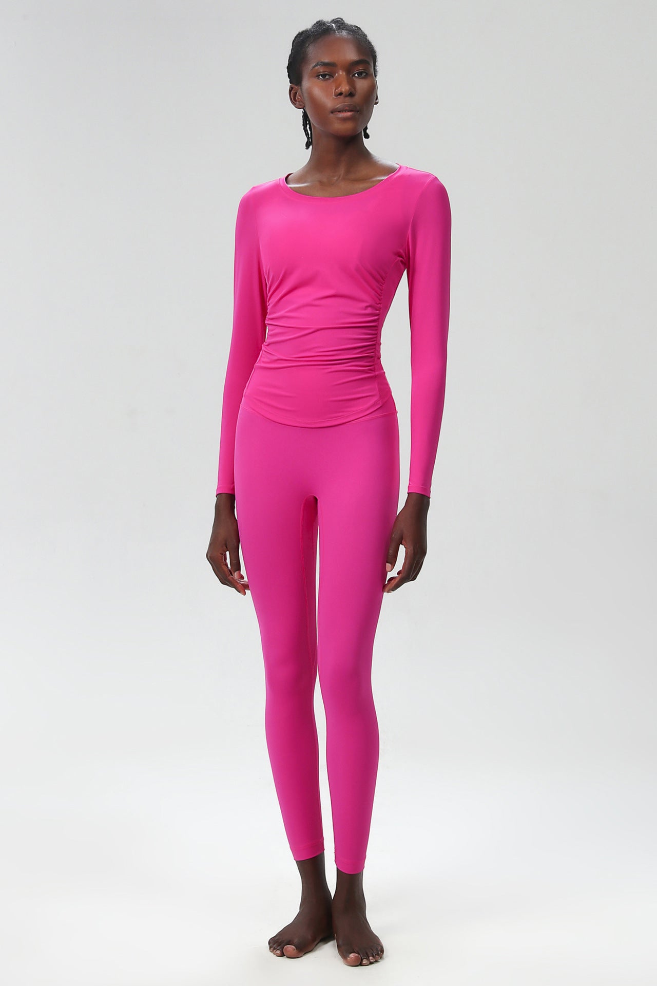 Long Sleeve Ruched Yoga Jumpsuit