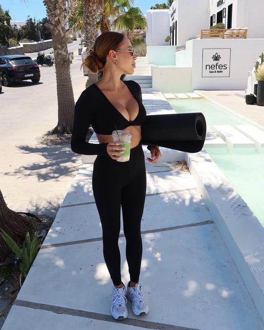 Twist-Front Long Sleeve Crop Top