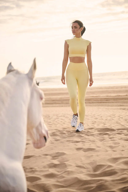 Scallop Cutout Mock Neck Set