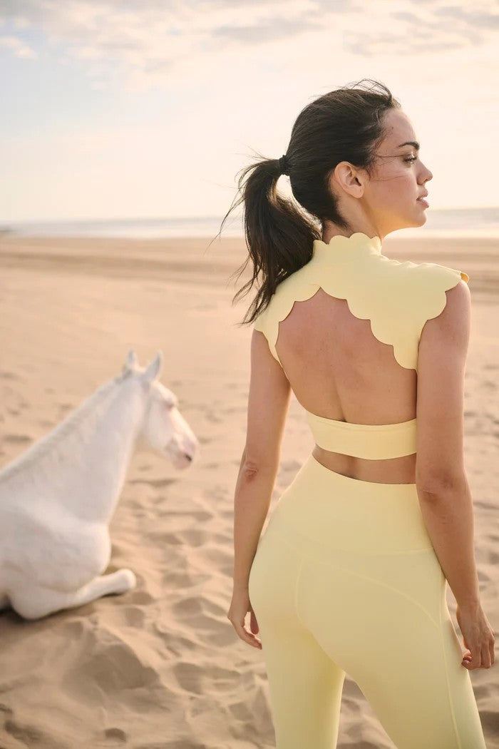 Scallop Cutout Mock Neck Set