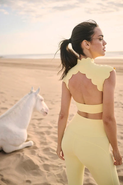 Scallop Cutout Mock Neck Set